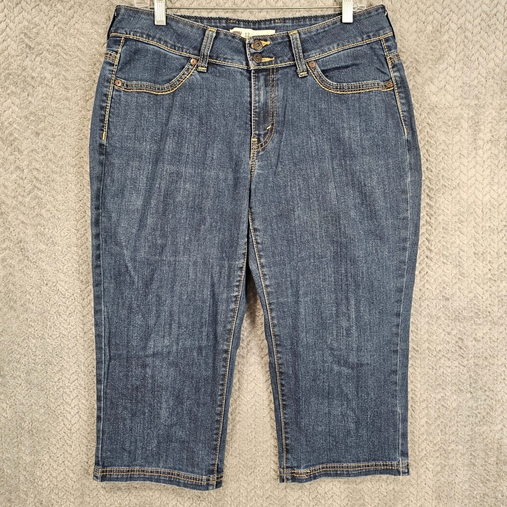 Levis 512 Perfectly Shaping Capri Jeans Womens 12 W31 Dark Wash Blue Cropped